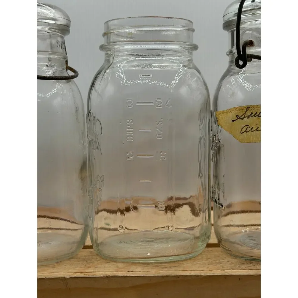 Vintage Clear Glass Ball Mason & Ideal Jars – Set of 3 - 7” Tall